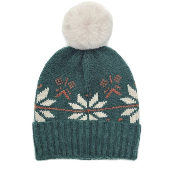 Snowflake Pom Pom Beanie - Picture 2 of 2